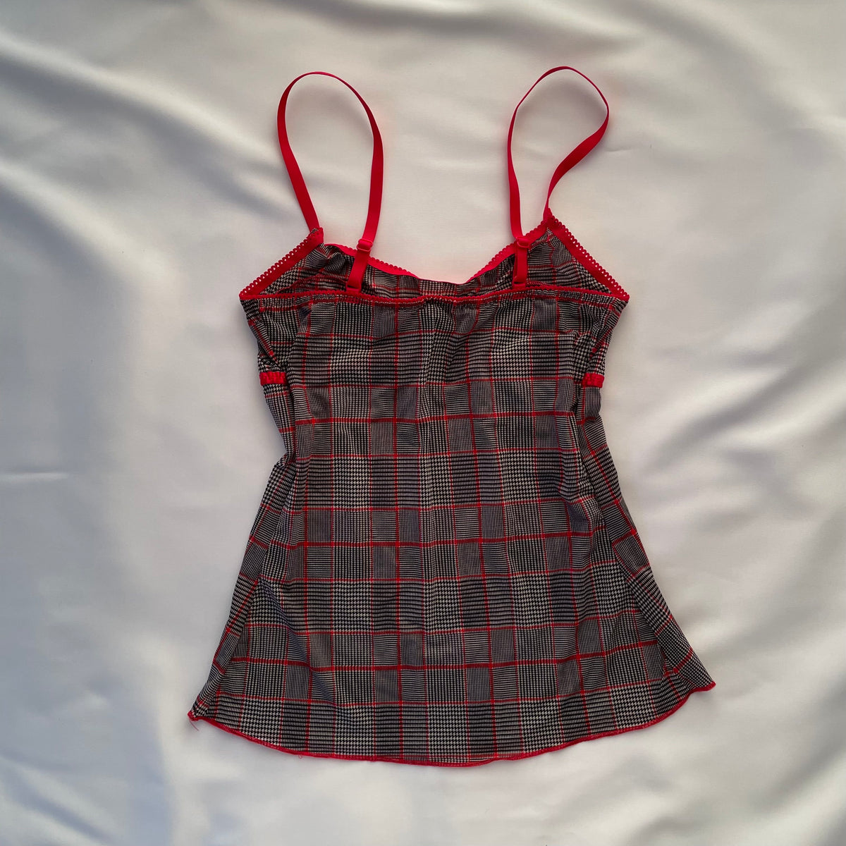 Grey and red plaid cami top