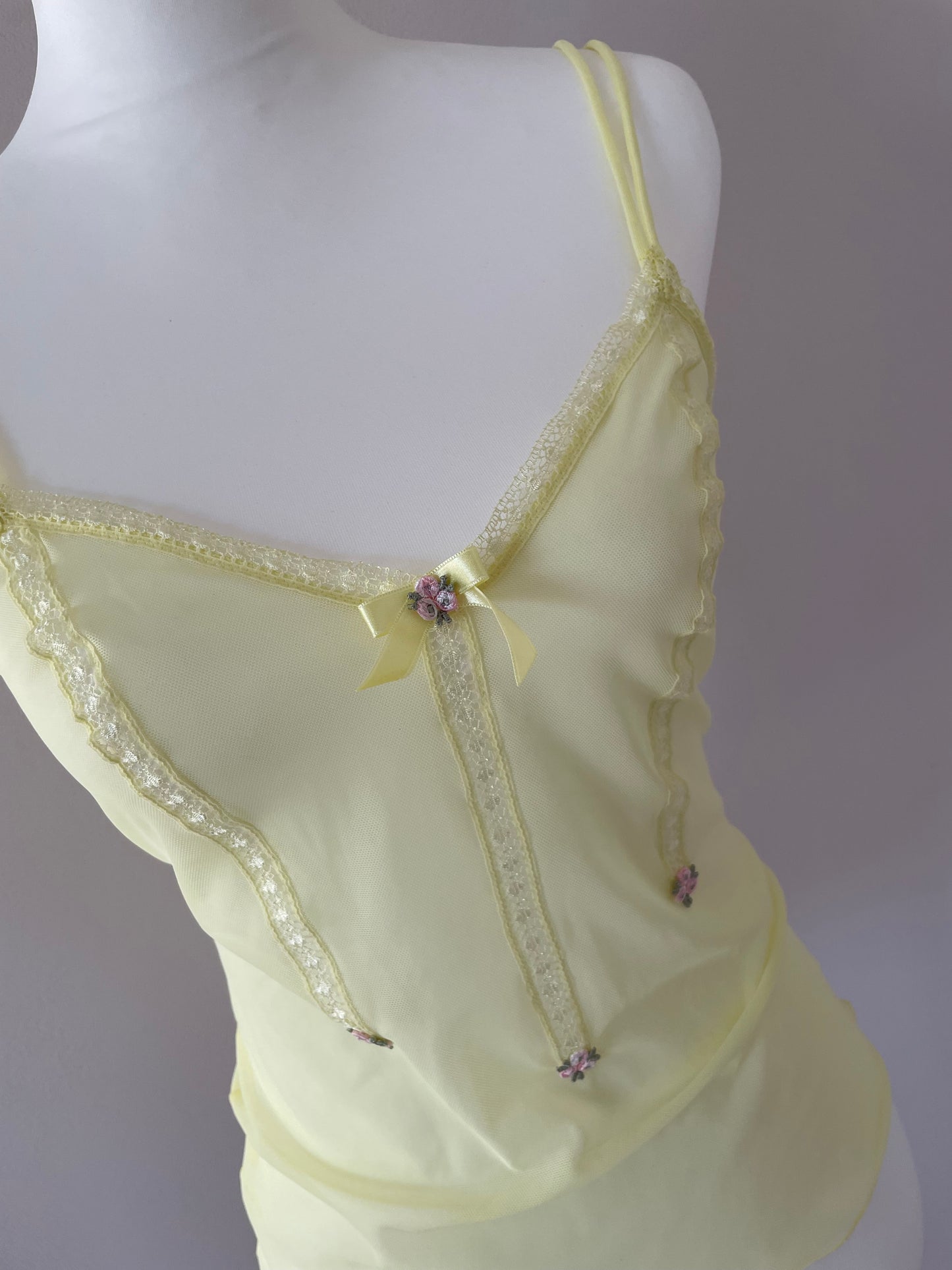Yellow mesh floral top