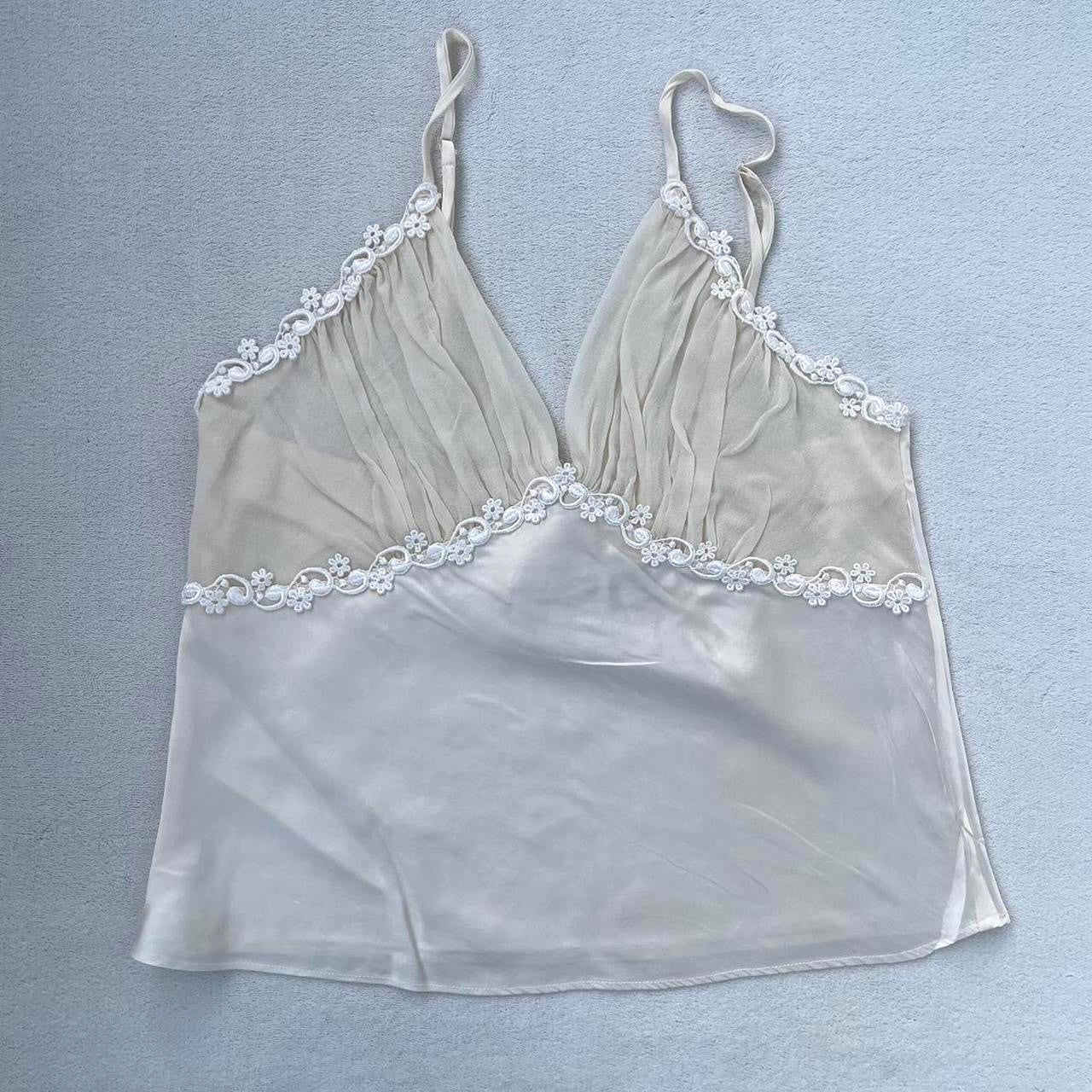 Vintage 00s silk Victoria's Secret cream top