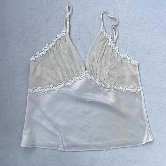 Vintage 00s silk Victoria's Secret cream top