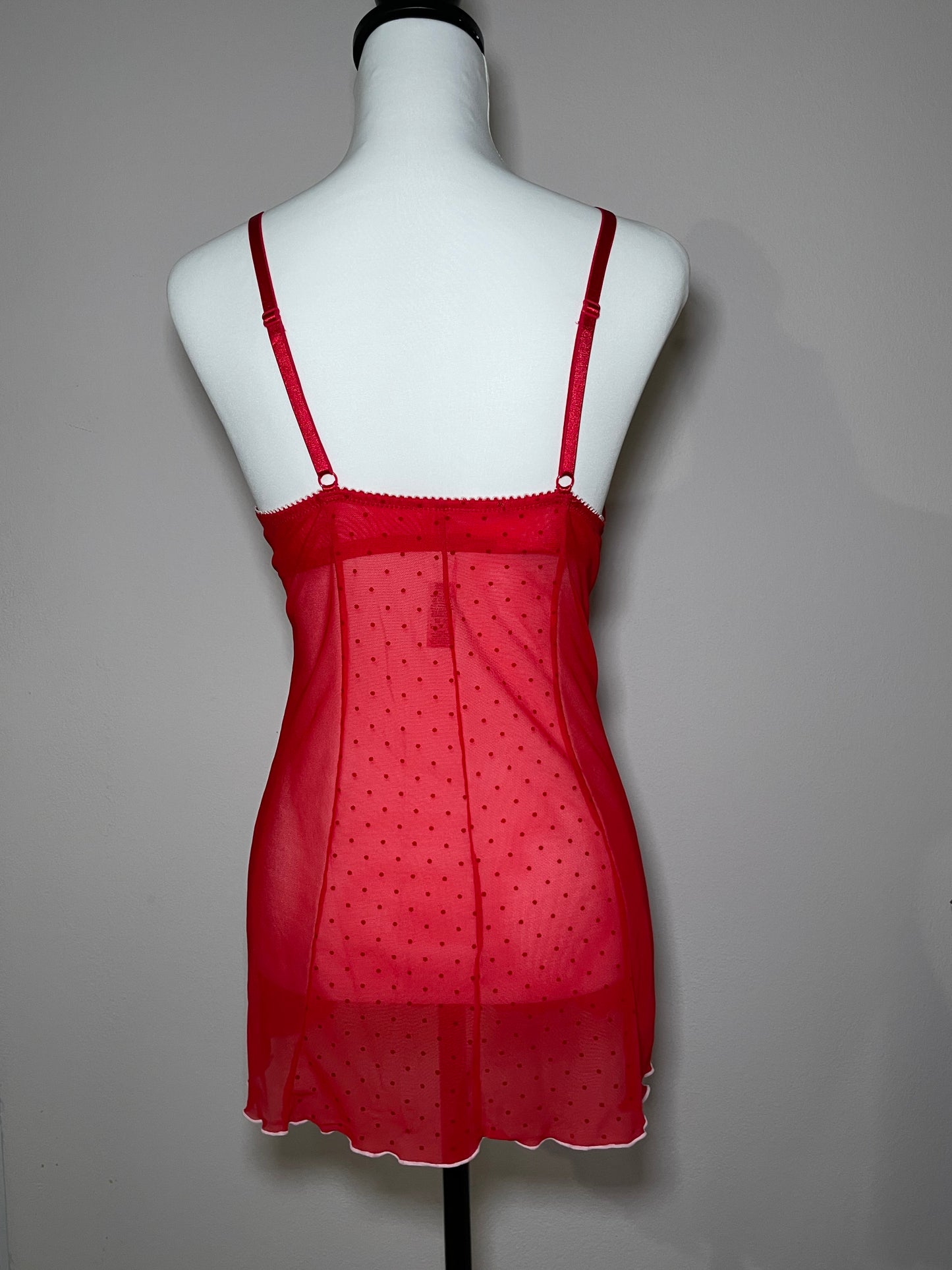 Red Sheer 00s Lace Babydoll Dress