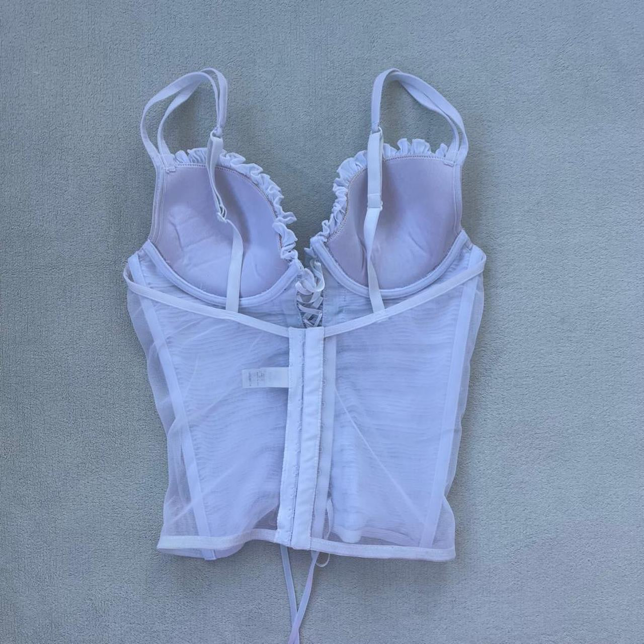 White Corset Lingerie with Pastel Blue Details