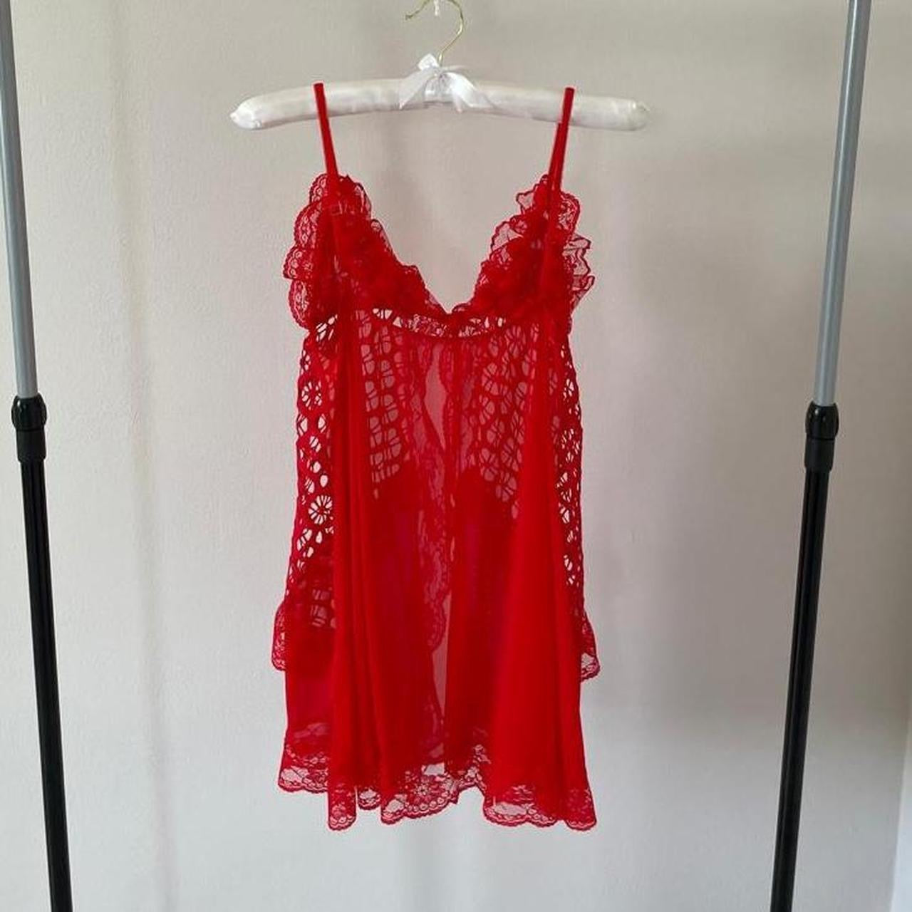 Red Lace Ruffle Dress