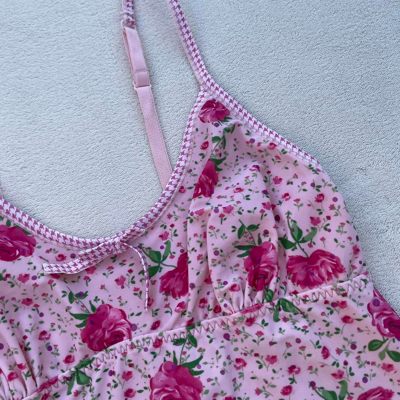 Pink Floral Lace-Trim Camisole Top