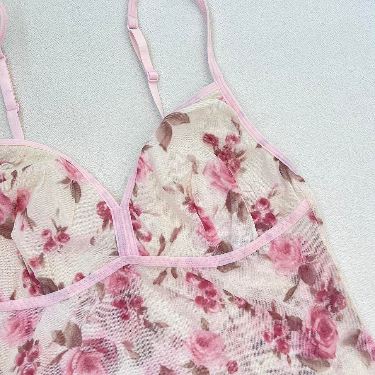 Vintage 00s Sheer Floral Mesh Cami Top