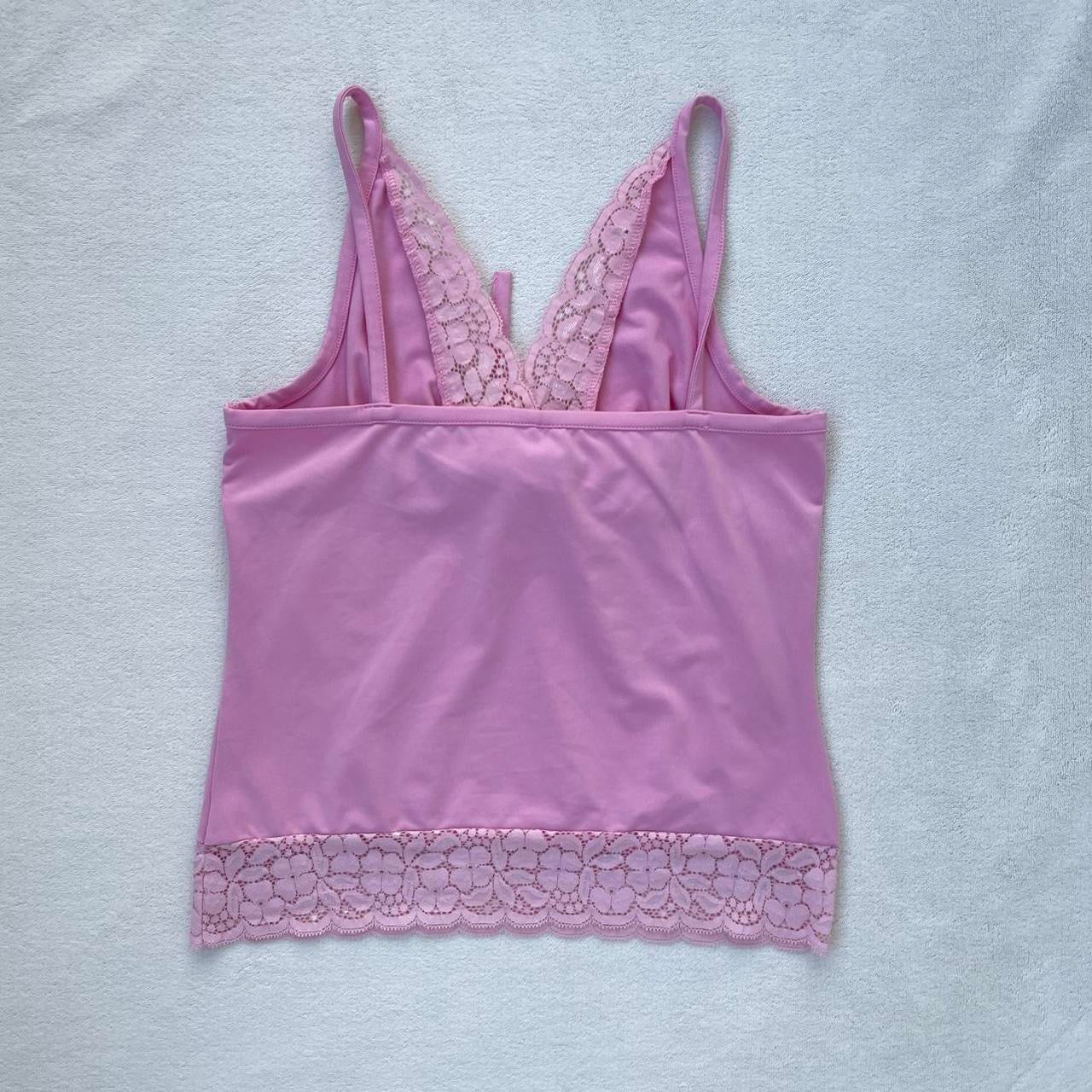 Pink Lace Trim Camisole Top