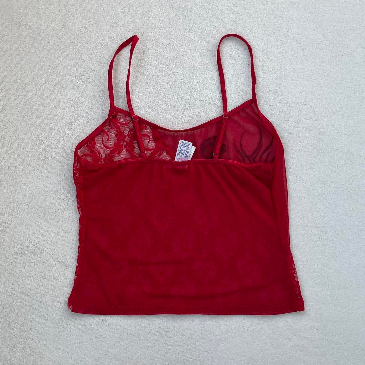 Red Lace Floral Cami Top