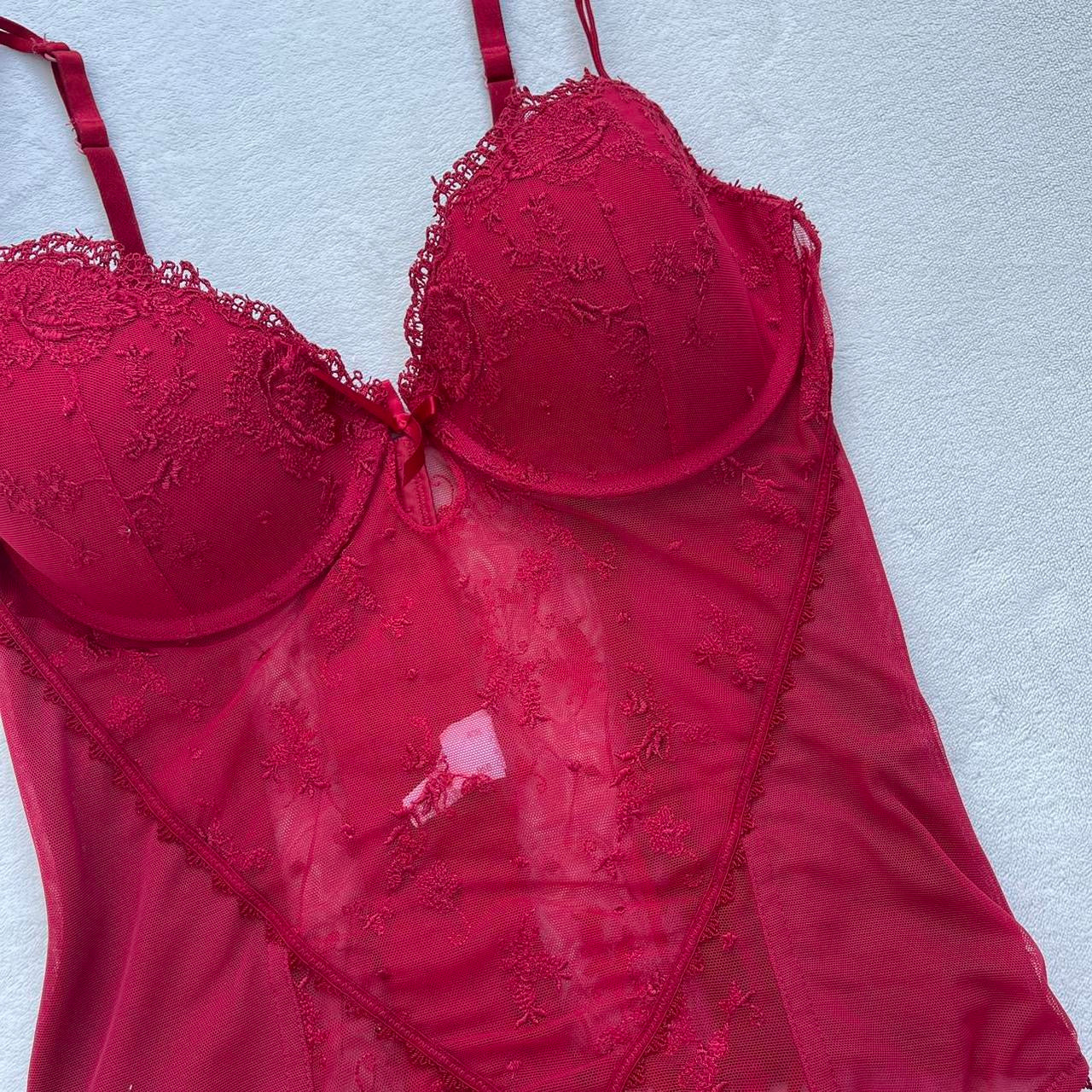 Red Floral Lace Corset Top