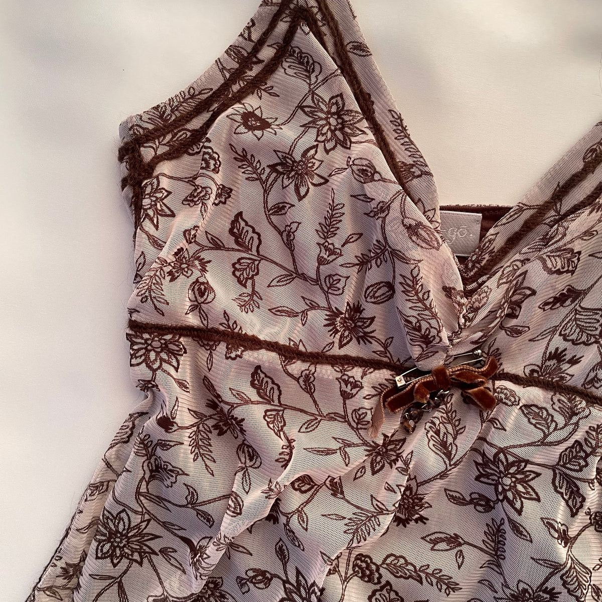 Brown y2k floral top