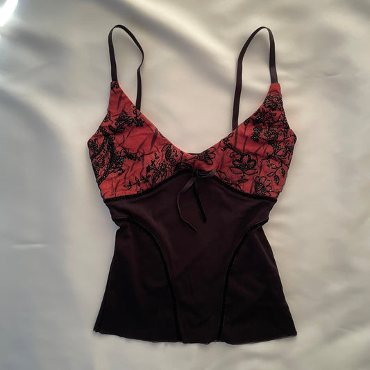 Y2k floral double fabric top