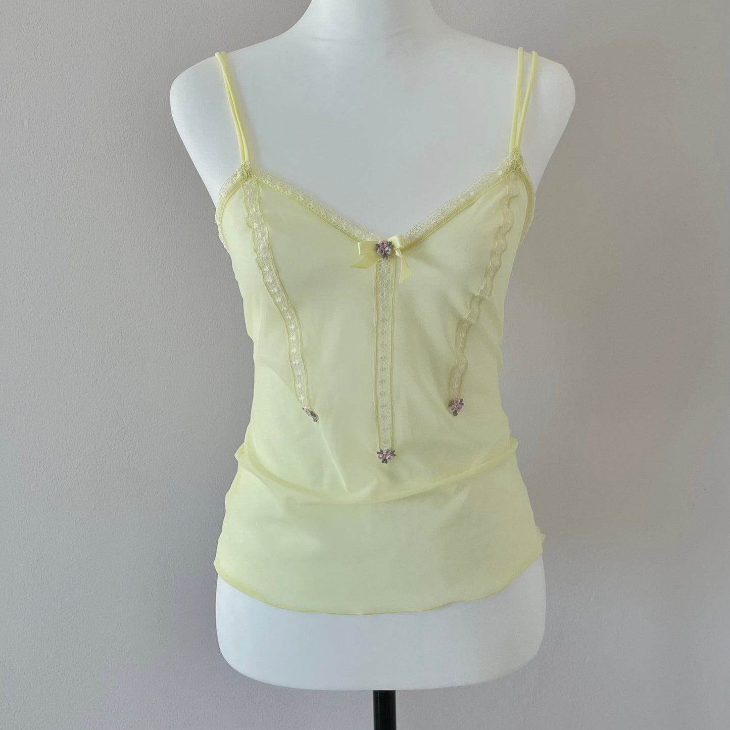 Yellow mesh floral top