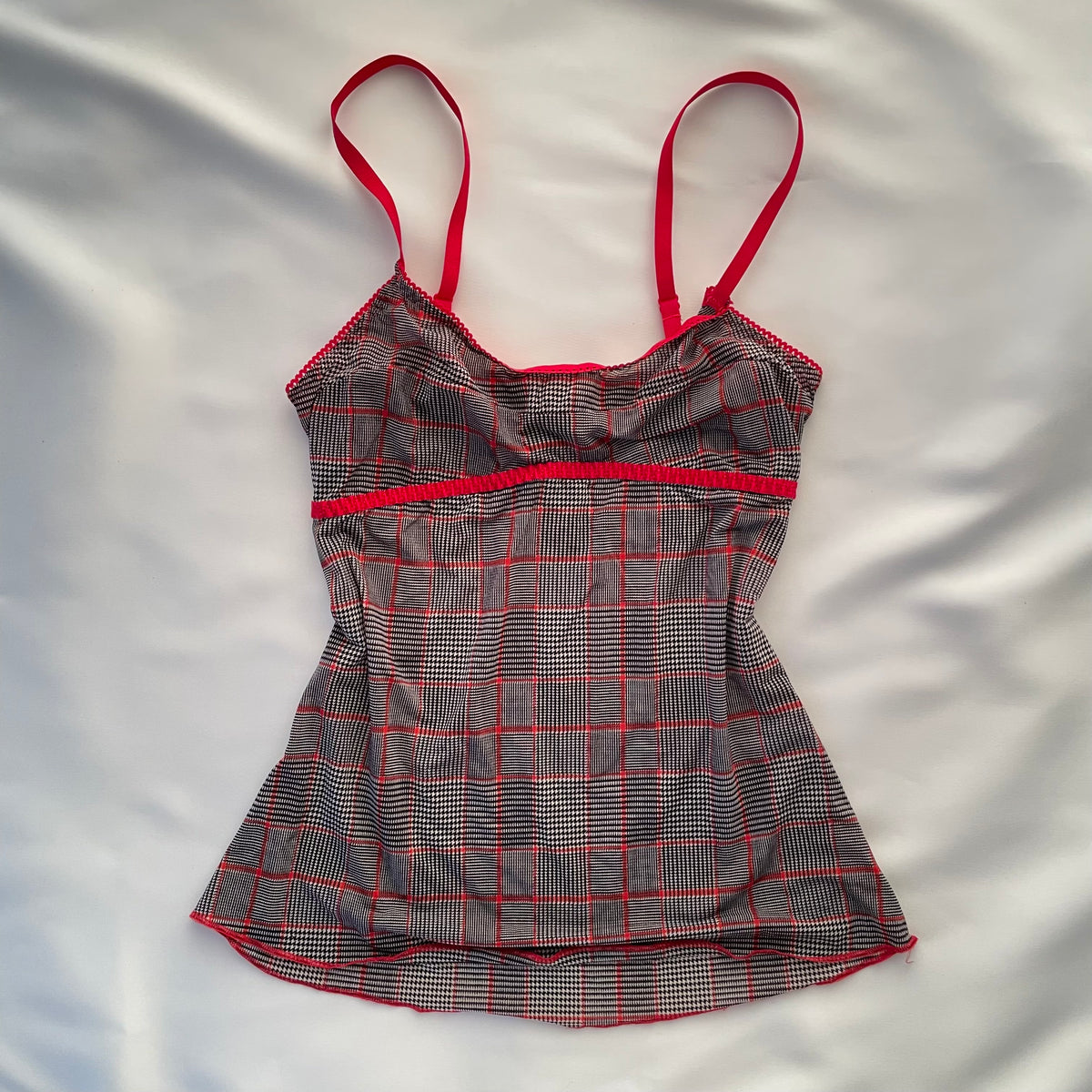 Grey and red plaid cami top