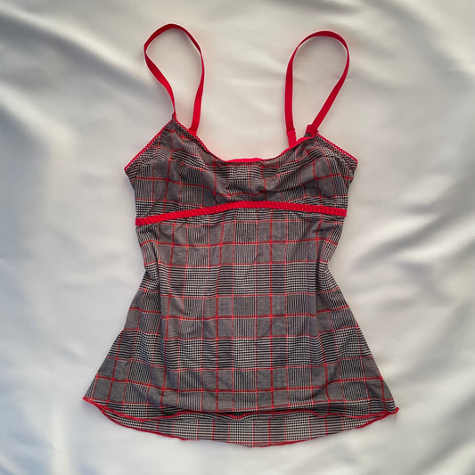 Grey and red plaid cami top