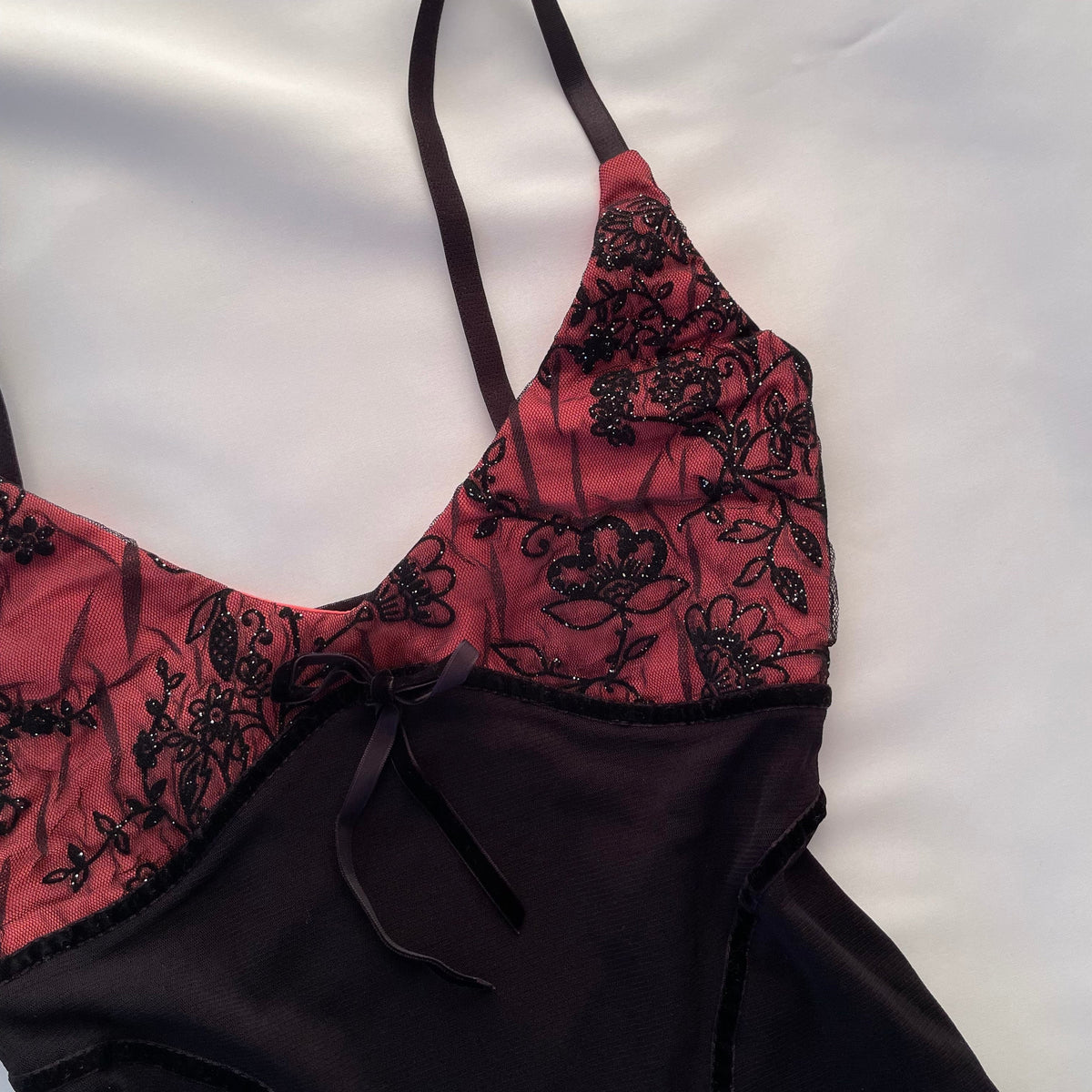 Y2k floral double fabric top