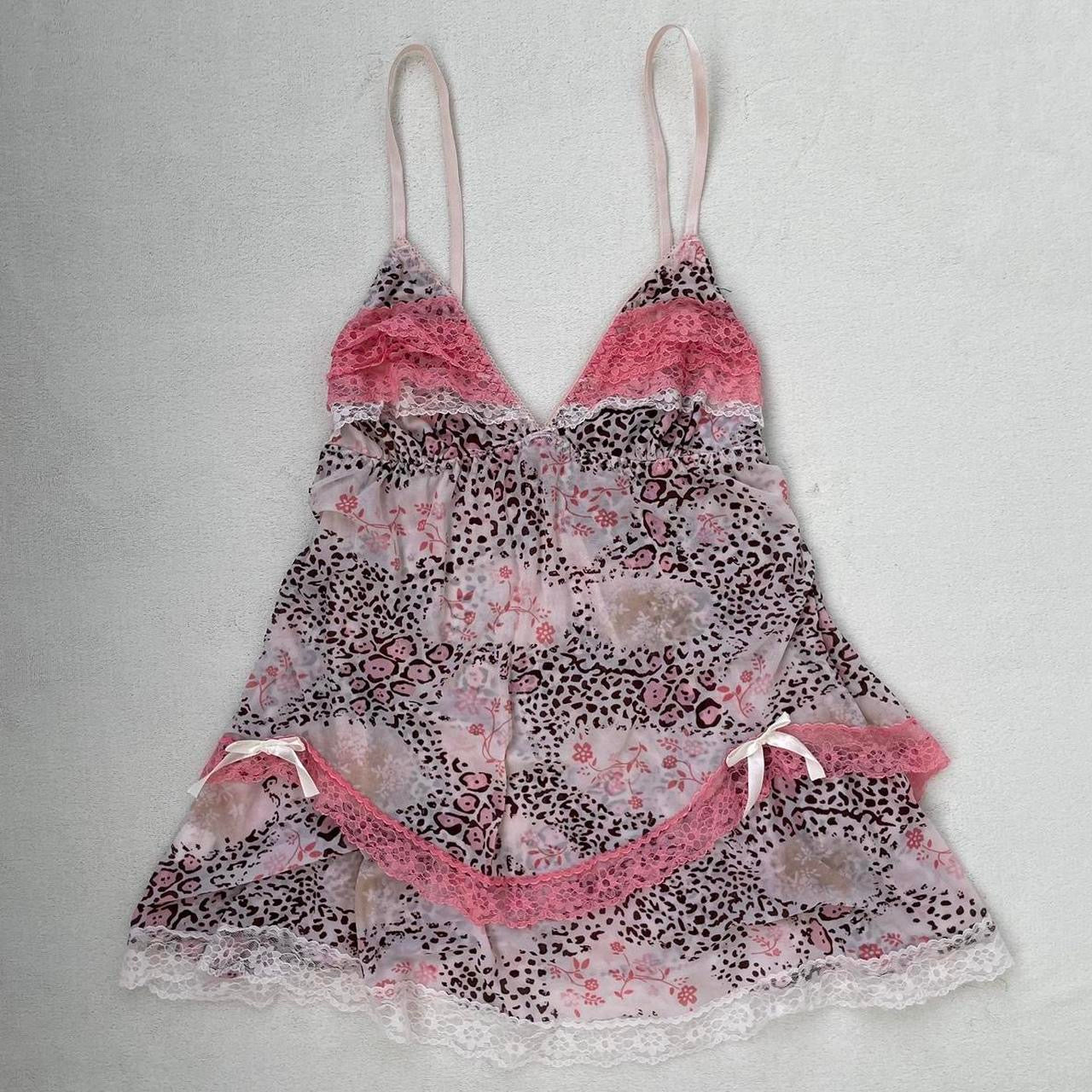 Mesh cami top with lace and bow details