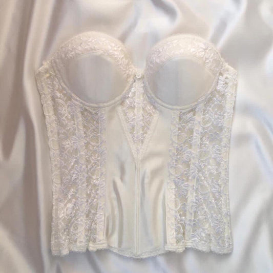 True vintage white lace corset top