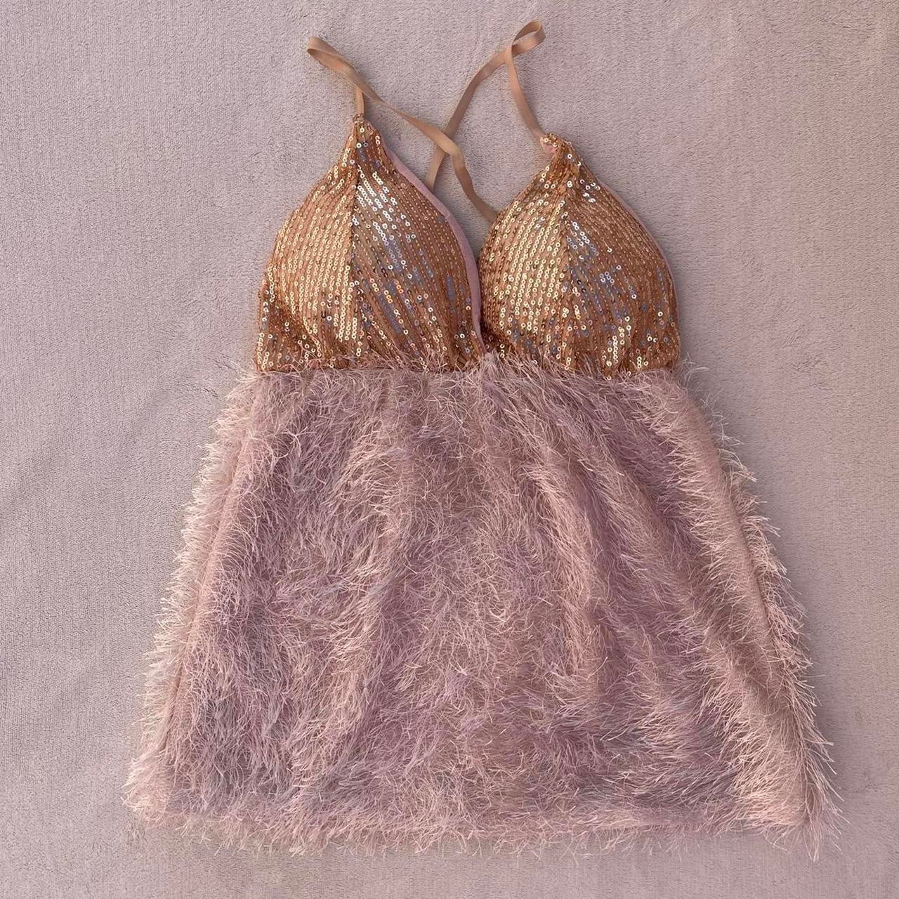 Gold sequin bust top