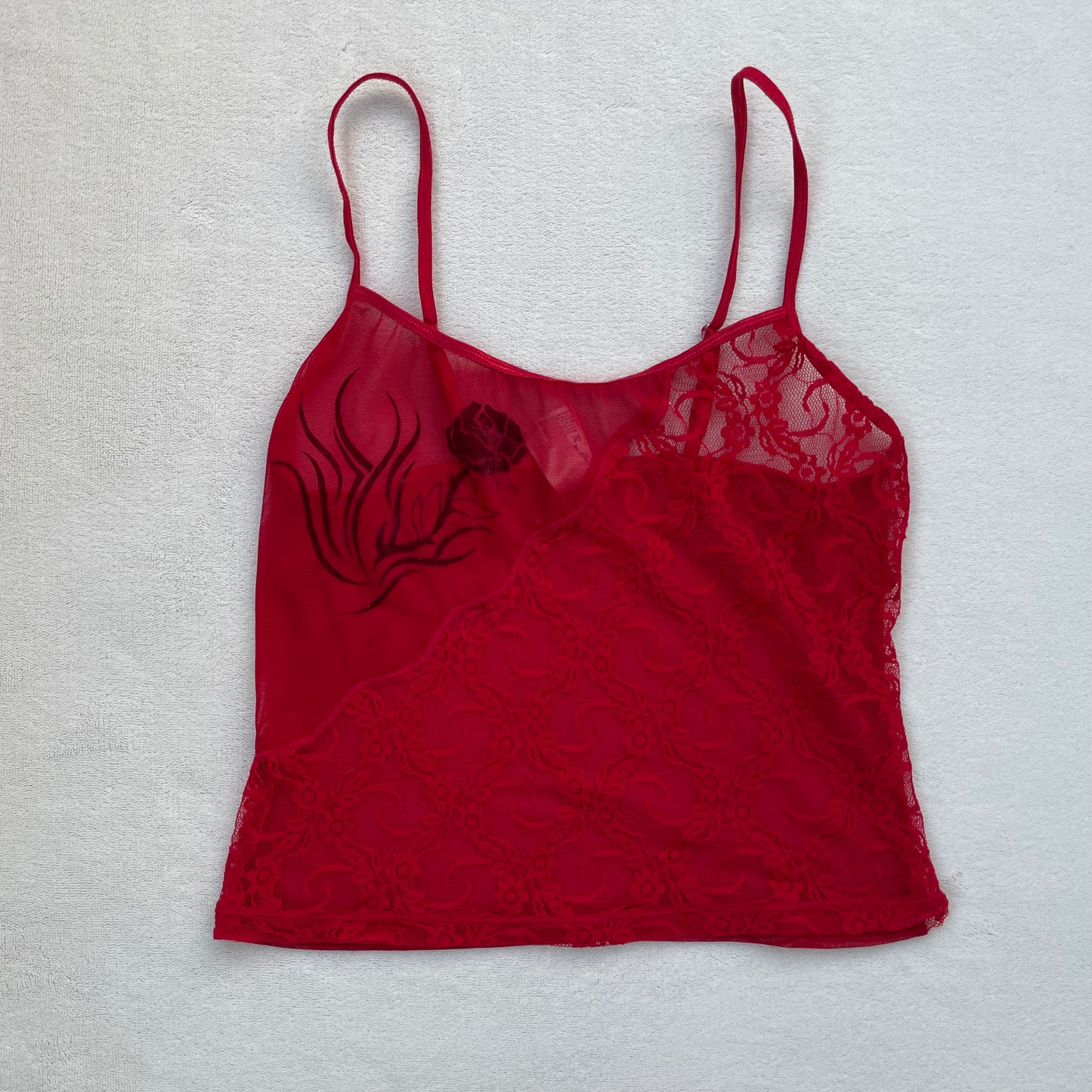 Red lace cami top