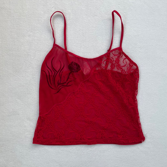 Red lace cami top