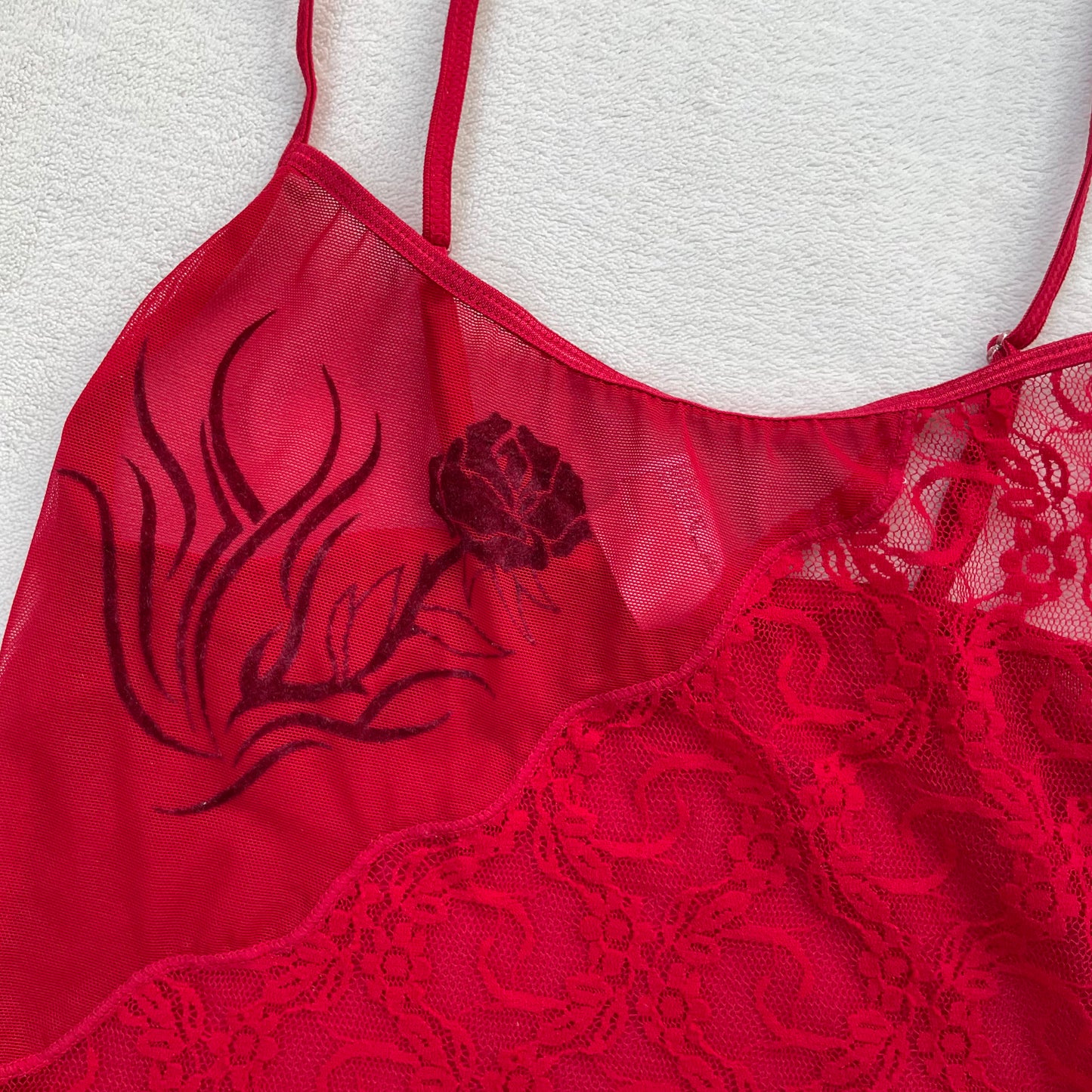 Red lace cami top
