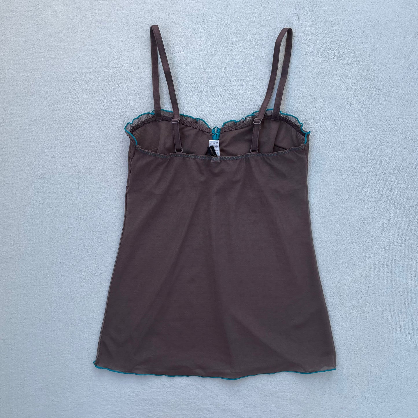 Brown mesh floral top