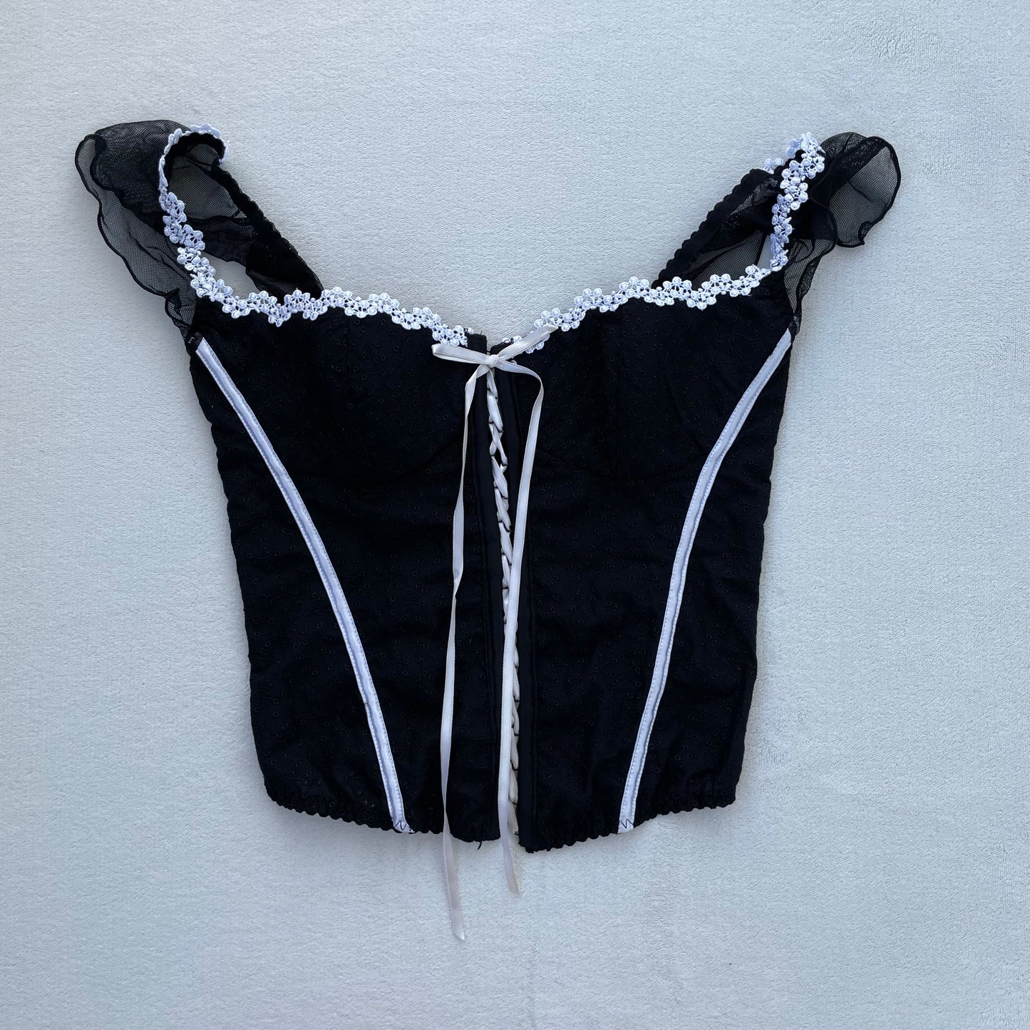Black floral corset top