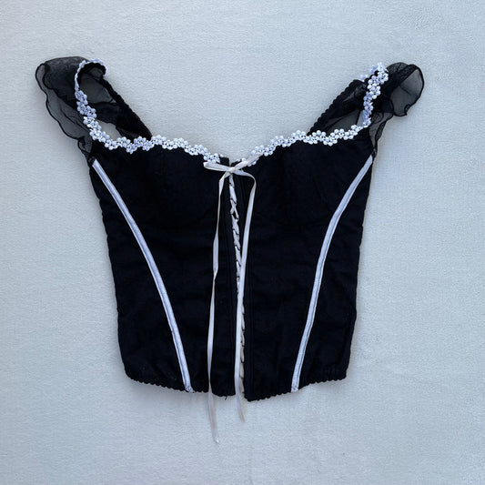 Black floral corset top