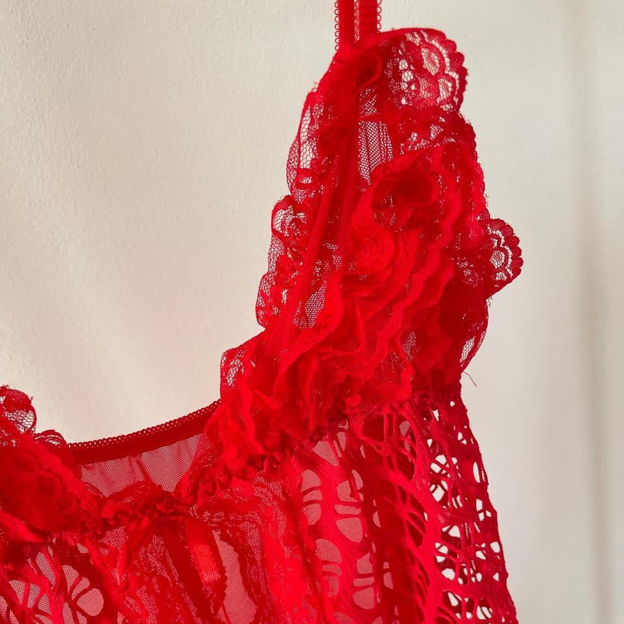 Red Lace Ruffle Dress