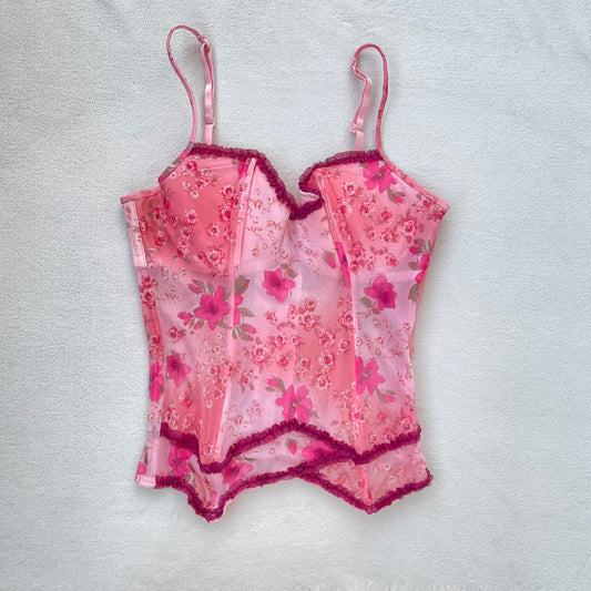 Pink floral corset top