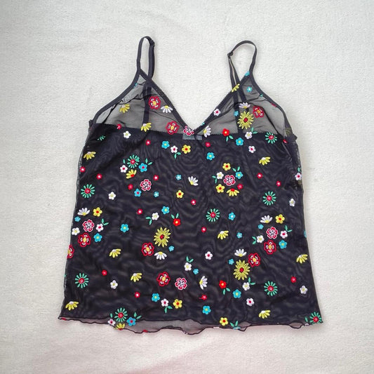 Undercolors of Benetton vintage floral mesh top