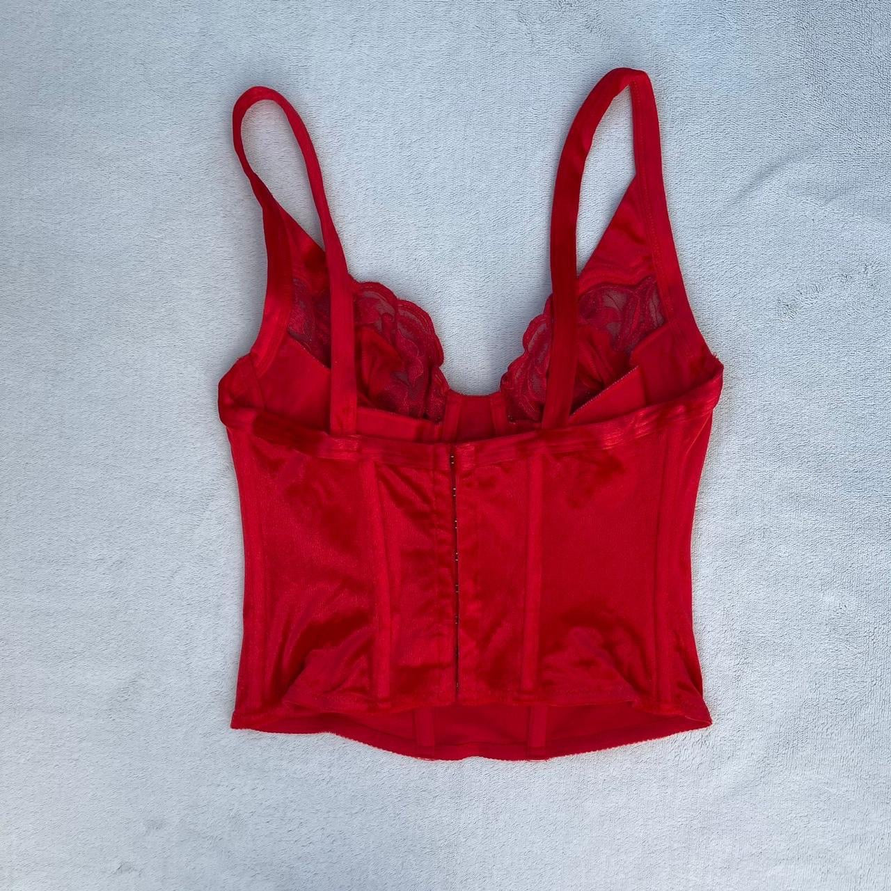 La perla 00s red velvet corset top