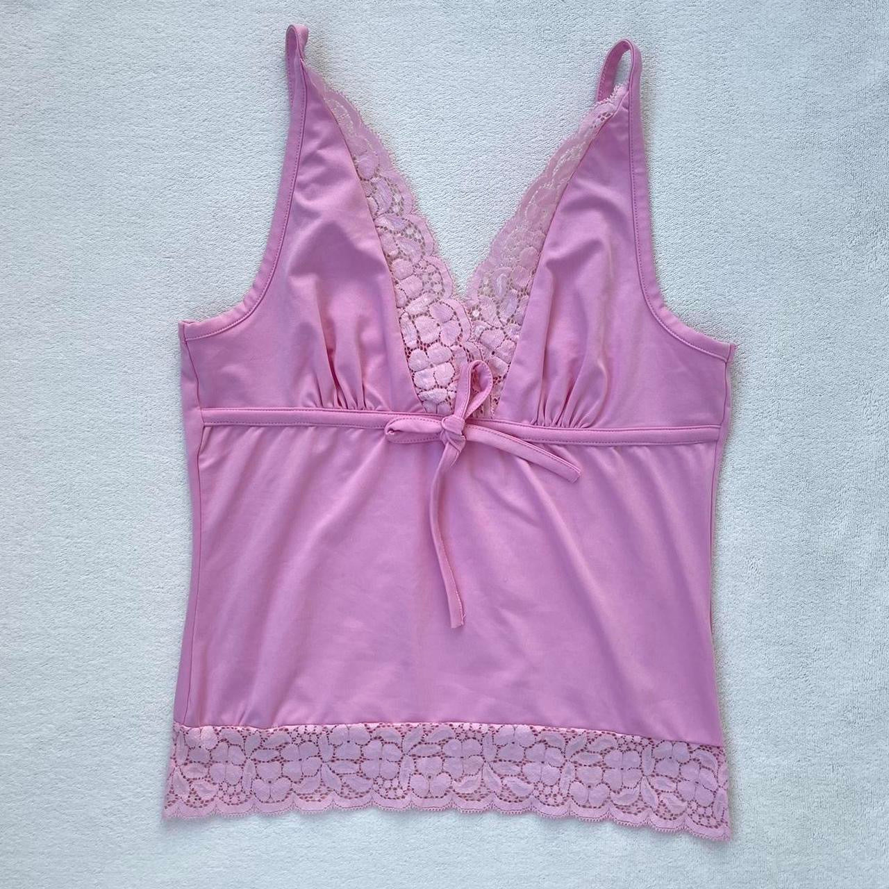 Pink Lace Trim Camisole Top