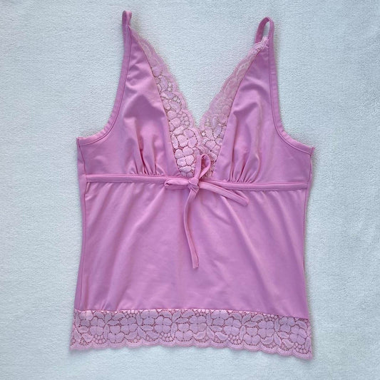Pink Lace Trim Camisole Top