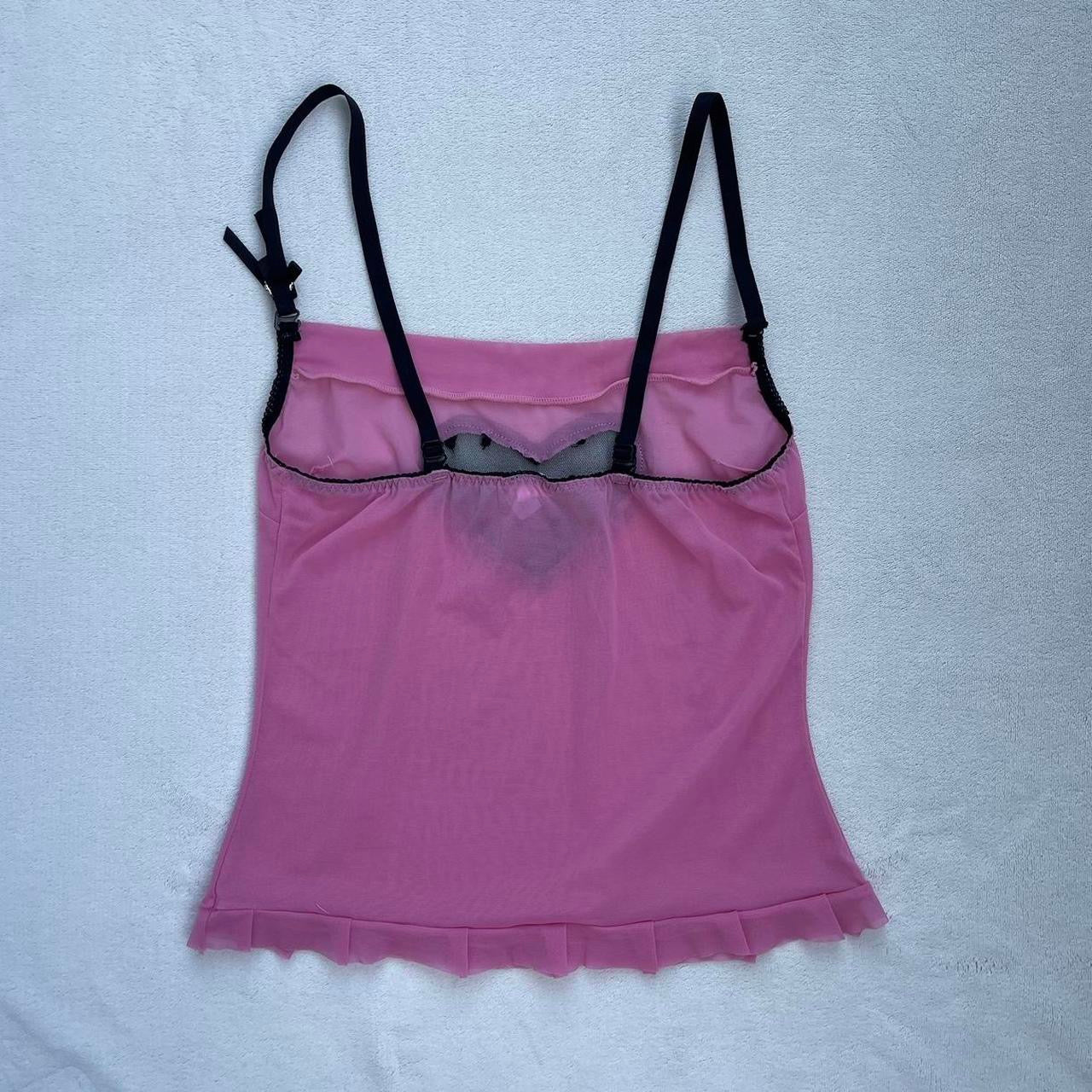 Sheer Pink Mesh Heart Cami Top
