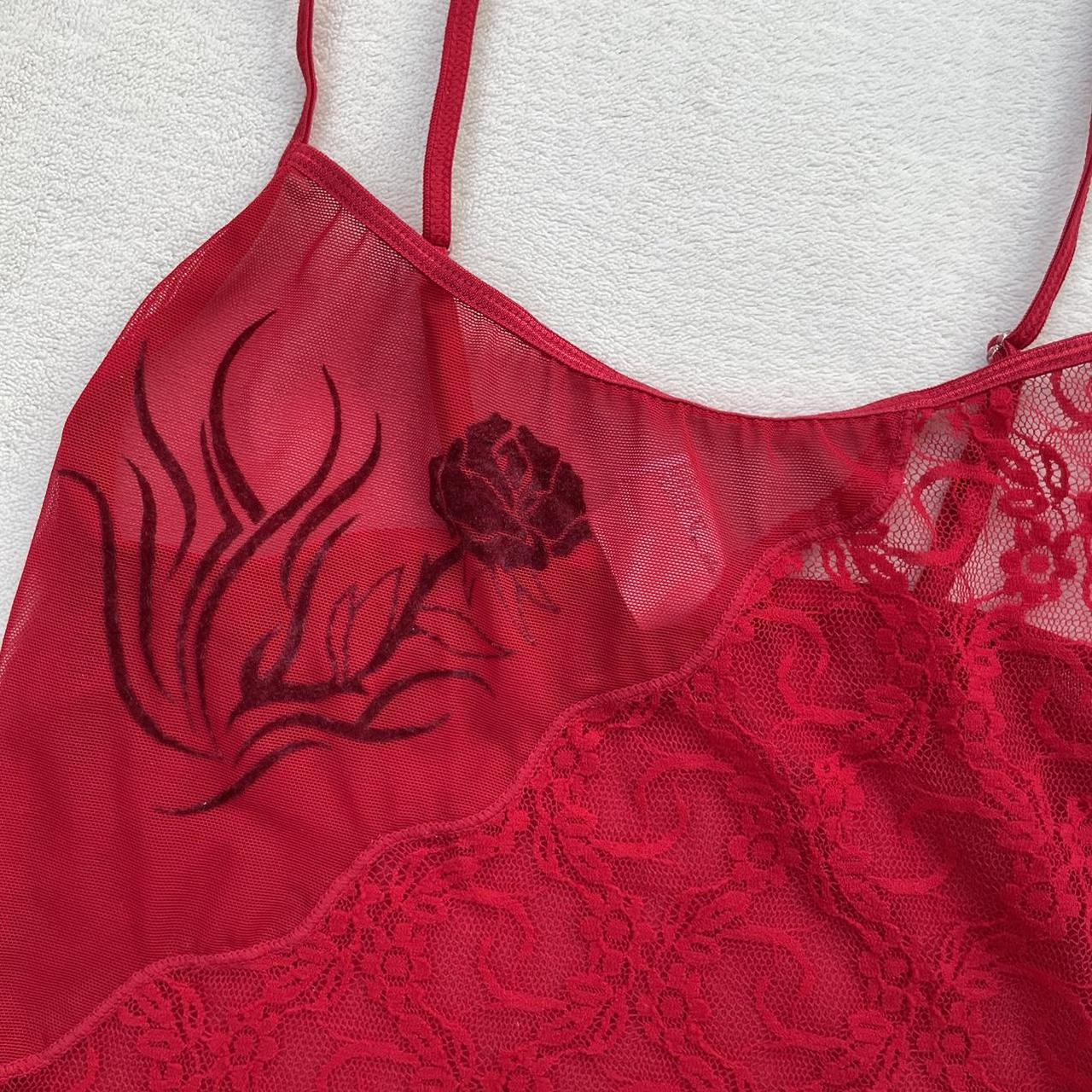 Red Lace Floral Cami Top