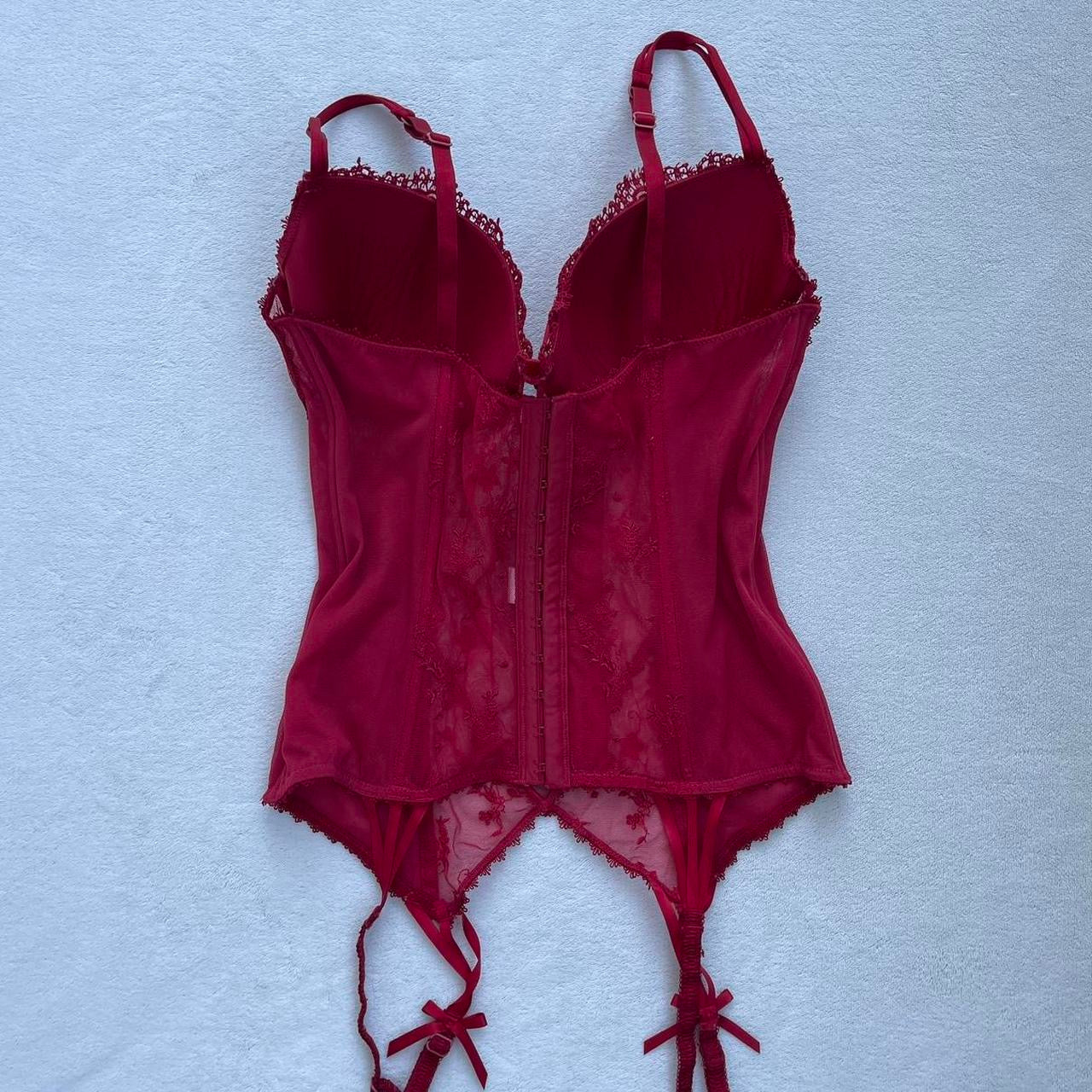 Red Floral Lace Corset Top